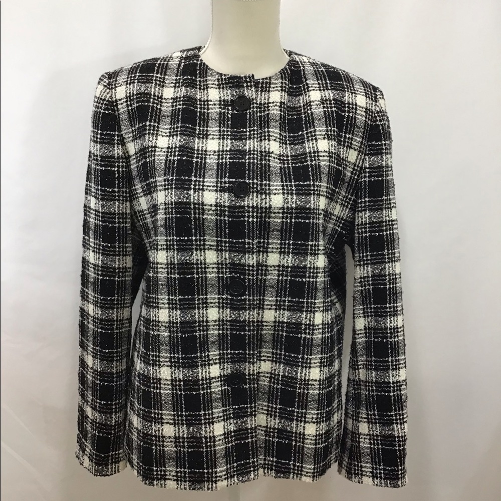 Preston & York Black Plaid Wool Blend Blazer